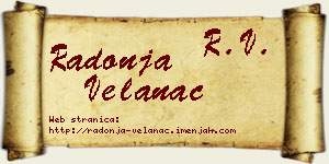 Radonja Velanac vizit kartica